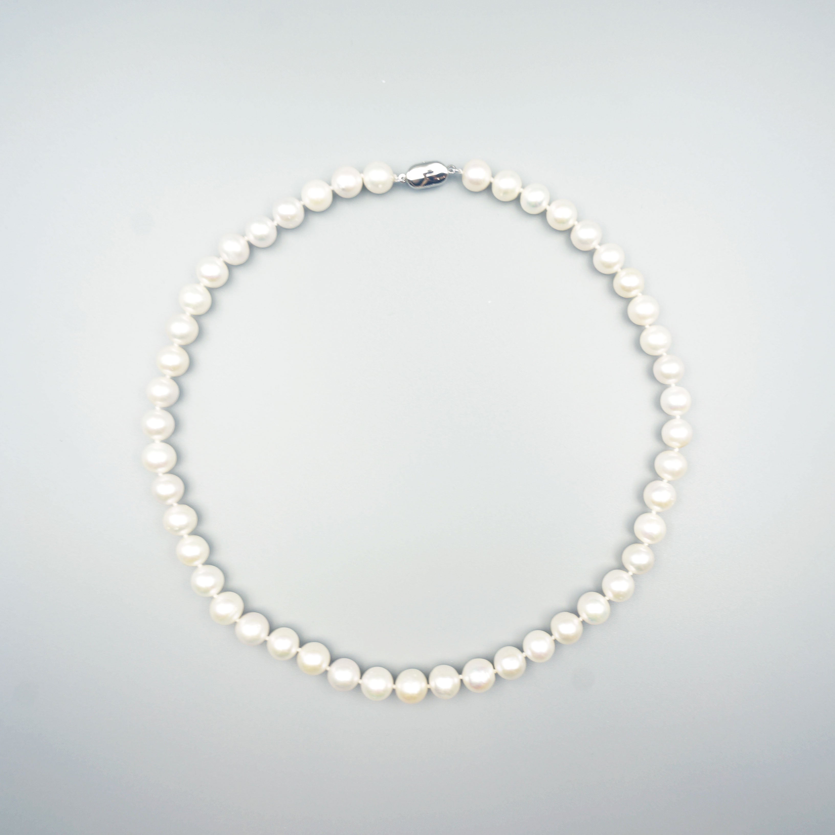 9-10mm Cultured Freshwater Pearl Necklace in Sterling Silver