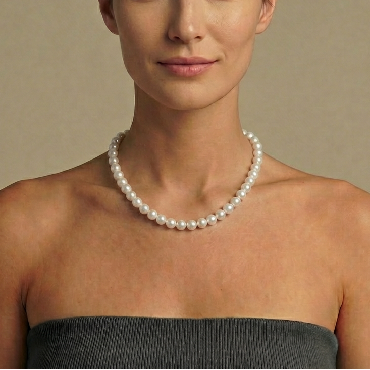 9-10mm Cultured Freshwater Pearl Necklace in Sterling Silver