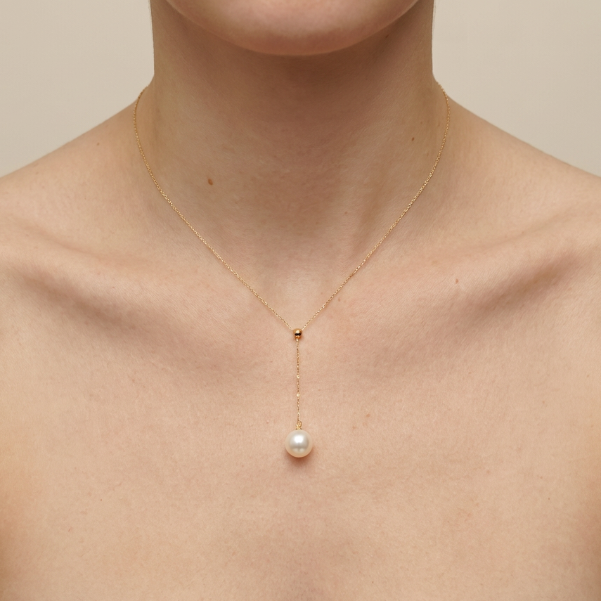 18K Gold Freshwater Pearl Necklace With Adjustable Chain